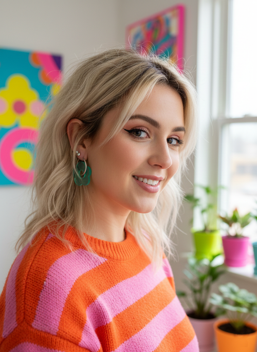 Aqua Loop Bloom - Pendientes De Resina - Moore Estudio