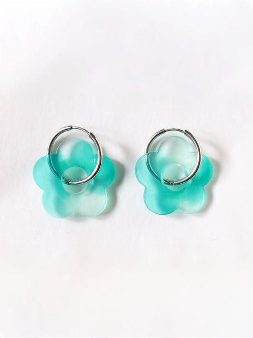 Aqua Loop Bloom - Pendientes De Resina - Moore Estudio