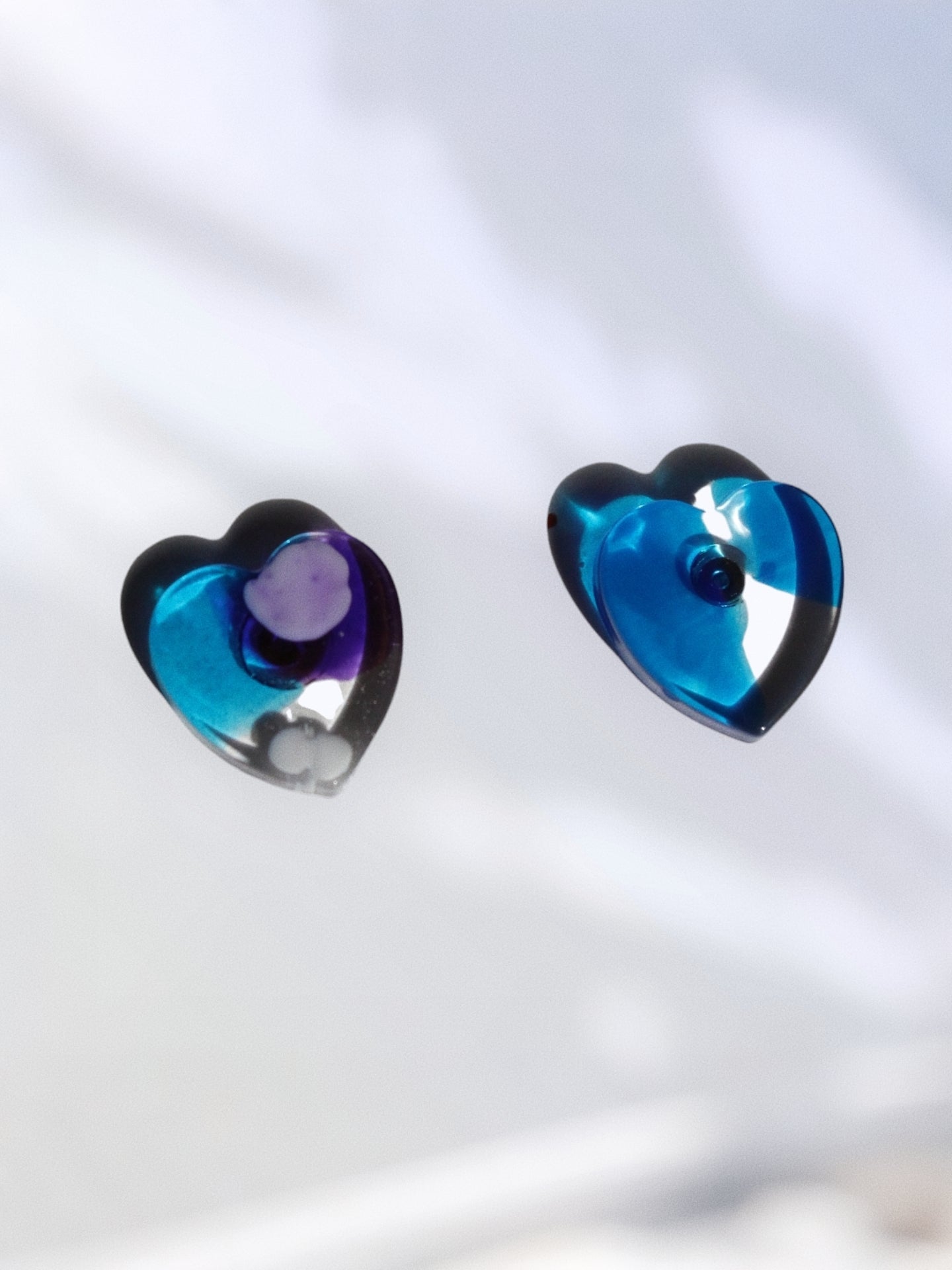 Blue Heart Mirage - Pendientes De Resina - Moore Estudio