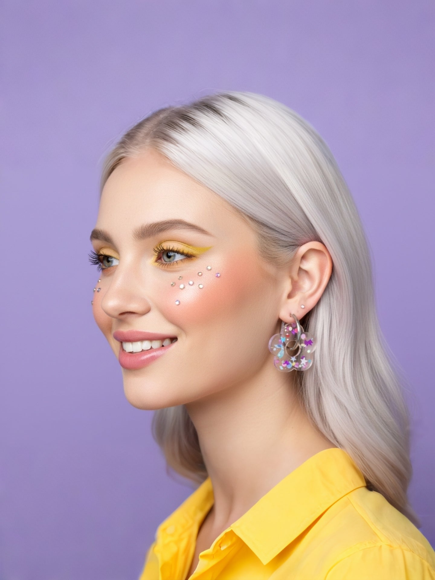 Confetti Clear Bloom Hoops - Pendientes De Resina - Moore Estudio